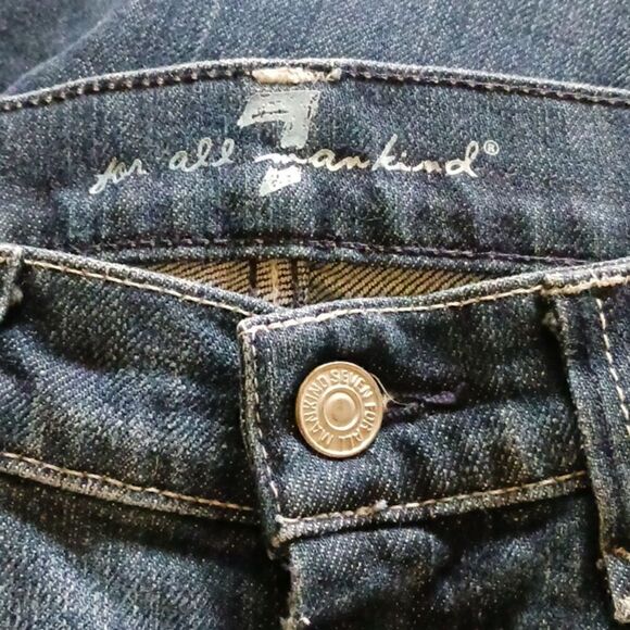 7 for All Mankind Cropped Kick Denim Blue Jean - Picture 7 of 8